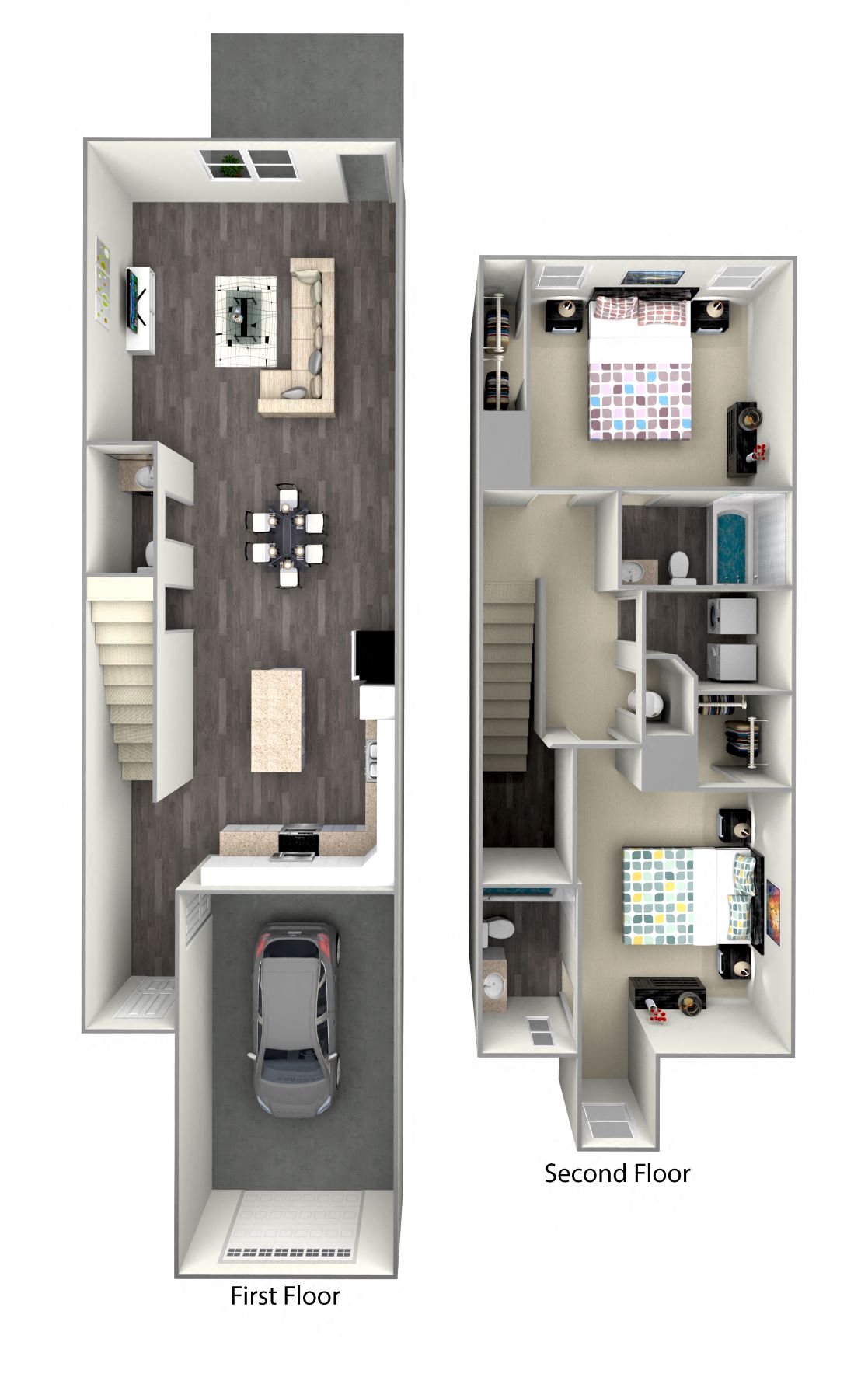 Floor plan for 2 beds, 2.5 baths, 1440 sqft